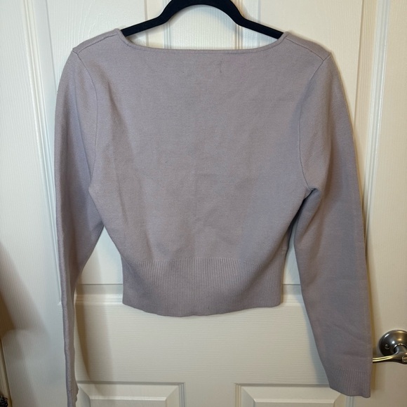 NWT Abercrombie & Fitch Ribbed Corset Long Sleeve Sweater in Lilac Size Large - Picture 4 of 5